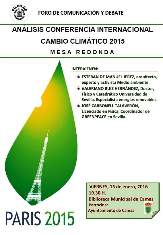 Cartel El cambio climático. Análisis de las conclusiones de la cumbre de París