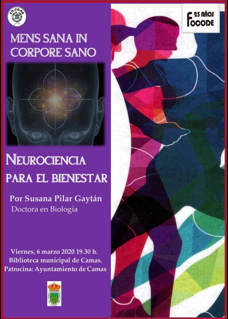 Cartel Conferencia y debate, Neurociencia Para El Bienestar, Mens Sana In Corpore Sano