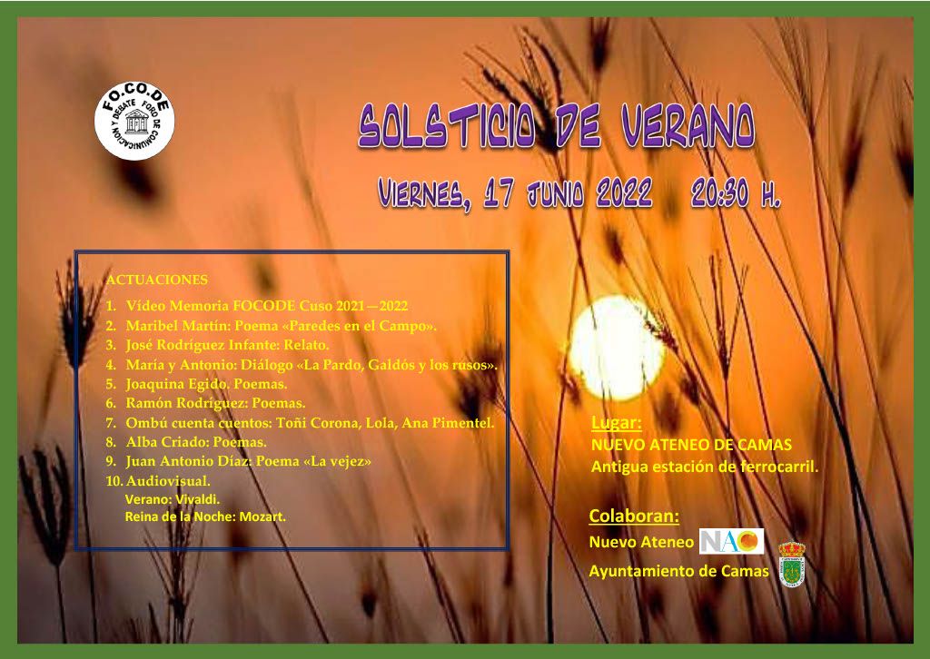 Cartel Actuaciones Solsticio de verano 2022